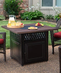 Donovan 38 Inch Square Propane Fire Pit With Infrared Patio Heater Outdoor Gas Fire Pit And Heater Combo Delivering 41,000 BTU