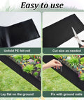 2 Pack Felt Mulch Roll For Landscaping 120 Inch By 5.9 Inch Cuttable Garden Edging Border With 20 U Shaped Stakes Weed Barrier Mat
