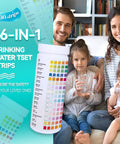 Big Time 16 In 1 Drinking Water Testing Kit With 100 Rapid Test Strips for household use, family enjoying clean water.