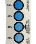 Reusable Humidity Indicator Cards Twenty Pack - Track Moisture Levels Straight Up - humidity card showing moisture levels 10-60% in blue.