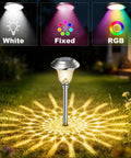 8 Pack Solar Pathway Lights With Auto Sensor Color Changing White To Multicolor Glass Stainless Steel Outdoor Landscape Lighting