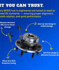 Rock Solid Heavy Duty Front Wheel Bearing And Hub Assembly For Dodge Grand Caravan and Chrysler Town Country Ram C V Volkswagen Routan, detailed features.