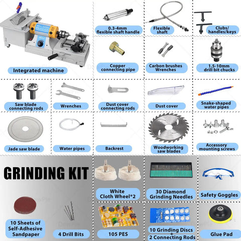 Kick Ass Heavy Duty Flex Shaft Polishing Machine For Jewelry Drilling Jade Carving Wood Crafts Metal Grinding And Fine Detail Work With Premium Aluminum Extension Tube accessory components layout