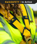 Close-up of Monsoon Safety Harness 2 Pack With Four D-Rings Front Chest Side And Back D-Rings Shoulder Padding ANSI Tested OSHA Compliant