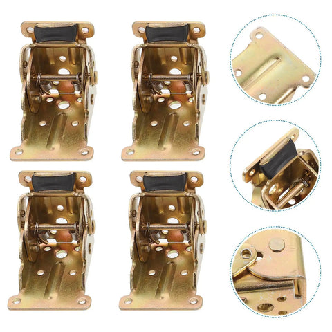 Foldable Self Lock Hinges Set 4 Pack SPCC Metal Sofa Folding Brackets With 90 Degree Locking Extension For Table And Bed Heavy Duty
