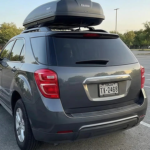 Clear Gray License Plate Frames With Anti Glare Vision Built Tough ABS Rustproof 2 Pack Front And Rear Plate Covers visible on parked SUV