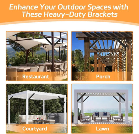 Six Pack Pergola Support Brackets 45 Degree Heavy Duty Steel Bracket For Wood Posts Easy Install Kit For Patio Gazebo Treehouse Backyard Projects Outdoor DIY Renovation