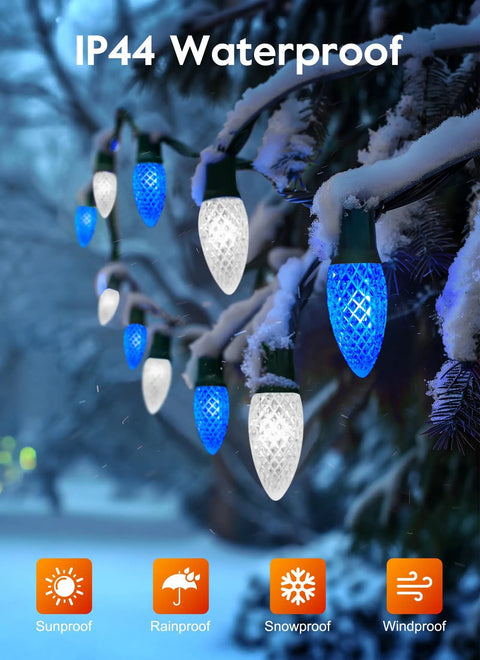 Snowflake LED String Lights 2 Pack 50ft G40 Bulbs Shatterproof Outdoor Patio Decor Cozy Vibes Warm White Yellow Glow For Patio Backyard Deck Pergola Garden Cafe Party Ambience.
