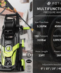Powerful 4500 PSI Pressure Washer With 3.2 GPM And 5 Spray Modes With Quick Connect Nozzles Inlet Hose And Filter For Cars Fences Patios Driveways Siding And Outdoor Equipment displayed