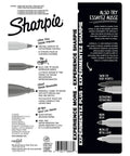 Badass Permanent Marker Variety Pack with Chisel Fine and Ultra-Fine Tips in Jet Black for 6-Count School Office and Poster Projects Featuring Quick-Dry Ink That Sticks Anywhere Without Fading and Keeps Your Creations Looking Fresh package with information about marker types and tips.