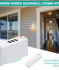 Hardwired Doorbell Chime Kit With Two Lighted Push Buttons Front And Rear Chimes 16V 10VA Dual Sound Wall Mount for home