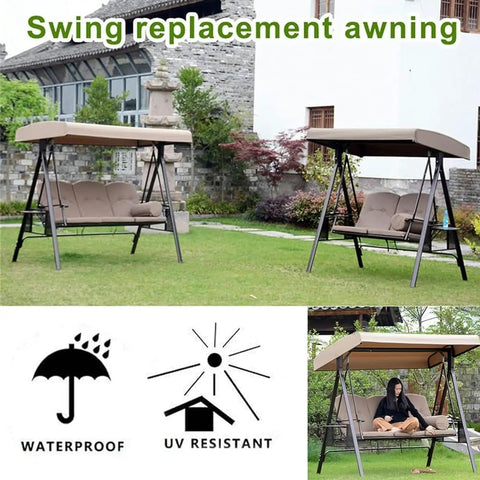 Outdoor Swing Canopy Replacement Top Cover For 3 Seater Patio Swing Universal 191x120x18 Cm 75x47x7 In Waterproof Windproof