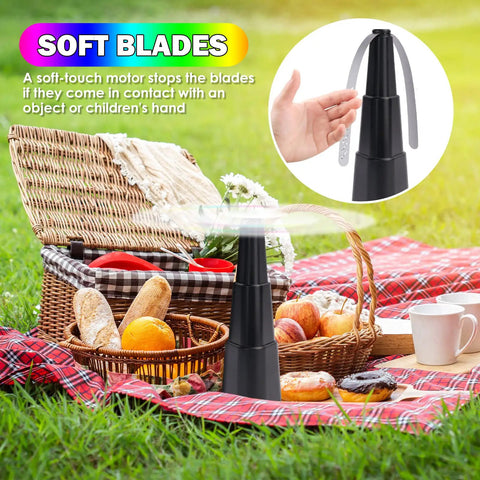 Four Pack Portable Fly Fans For Tables Indoors Outdoors Battery Powered Tabletop Fans For Picnics Dinners Outdoor Parties