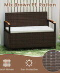 Wicker Outdoor Storage Bench With Hidden 46 Gallon Gas Strut Lift Up Storage, Rattan Deck Box, porch loveseat with cushion