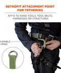 Person securing tool with Squids 3703 Tool Tail Attachment With Loop End For Secure Tool Attachment Standard Length 15 Lb Lime Pack Of 3
