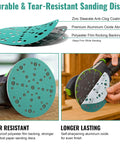60 Pack 6 Inch Sanding Discs With 49 Hole Pattern, 80 120 150 180 240 Grit, 12 Of Each, durable polyester film sandpaper