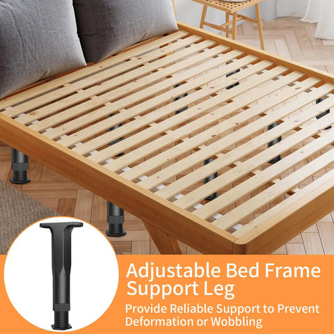 Rock Solid Adjustable Bed Support Legs And Heavy Duty Furniture Frame Risers on a bed slat for stability and support.