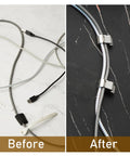 Before and after image of Heavy Duty Stainless Steel Solar Wire Clips For Outdoor Setup And Yard Work Fits 0.2 To 0.3 Inch Cable Slick 100 Pack.