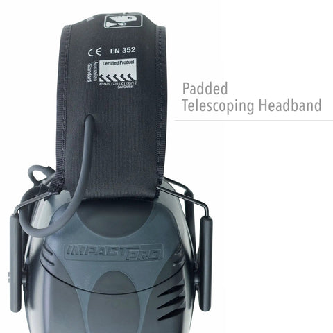 Impact Pro Electronic Earmuff With NRR 30 For Shooters Amplifies Ambient Noise Up To 4x Built In Microphones Padded Headband