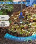 Adjustable Metal Leaf Rake With Expandable 8 To 17 Inch Head And 45 Inch Collapsible Heavy Duty Handle for yard cleanup