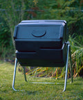 37 Gallon Plastic Single Chamber Rotating Tumbling Compost Bin With Elevated Stand for Outdoor Garden Composting