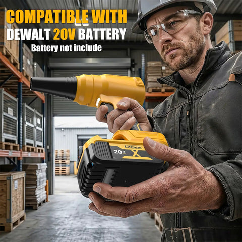 Man holding Beast Cordless Leaf And Dust Blower With 20V Battery Brushless High Speed Motor Delivers Up To 30000 RPM And Jets Air