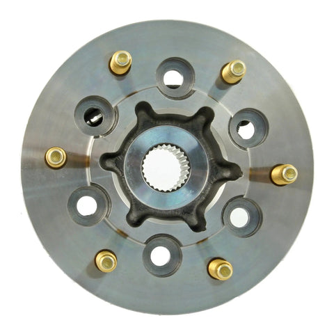 Front Passenger Side Wheel Hub And Bearing Assembly High Carbon Steel close-up view showing mounting holes and seals.