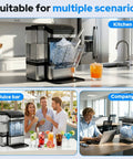 Upgrade Your Kitchen Vibe With This Portable Countertop Nugget Ice Maker Cranking Out ThirtyEight Pounds Fast Of Chewable Soft Ice And HassleFree Self Cleaning For Bars And Weekend Hangouts in a kitchen and juice bar setting.