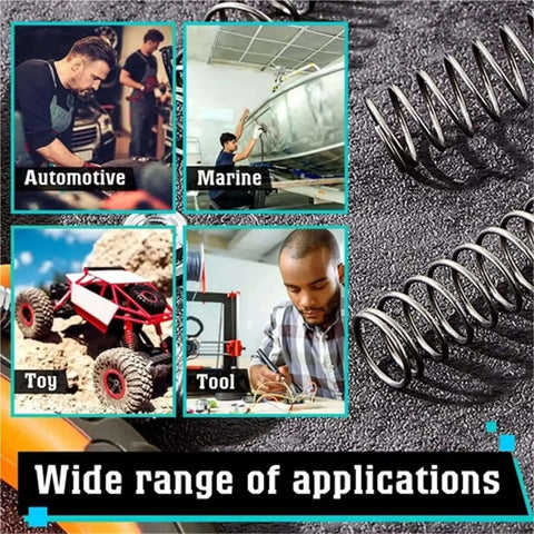 Kick Ass 50 Pcs Micro Compression Spring Steel Repair Kit With Thick Wire For Heavy Duty Mold Tooling And Long Lasting Elastic Power, metal springs
