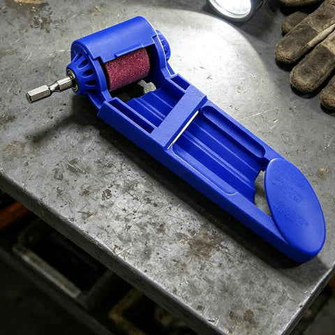Rugged Cordless Angle Grinder Kit Delivers High Speed Cutting And Precision Smoothing With A Secure Anti Loosening Lock tool resting on a metal surface.