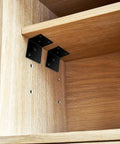 Heavy Duty Right Angle Corner Brackets With Screws For Drawer Repair And Furniture Fixes Solid Steel Corner Braces installed on wooden shelf
