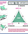 Diagram showing installation methods for Beige Right Triangle Shade Sail 12x12x17 UPF 50 Plus UV Block 200GSM Canopy