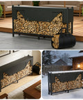 Heavy-Duty 8 Foot Firewood Rack With Weatherproof Cover And Carry Bag For Indoor Or Outdoor Use, logs organized on rack