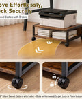Straight Up Slick 2 Tier Printer Stand Under Desk With Easy Glide Wheels And Open Lower Shelf For A4 Paper Storage Brown Desktop Organizer with swivel casters.