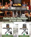Portable Grill Cart For 17 And 22 Inch Griddles With Foldable Table And Propane Tank Holder Outdoor BBQ Stand, backyard setting