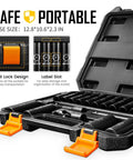 One Half Inch Drive Deep Impact Socket Set, 20 Piece CR V Steel Metric Sockets 10mm Through 24mm in carrying case with lock