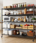 Badass Heavy Duty Five Tier Wire Shelving With Smooth Rollin Caster Wheels And Adjustable Steel Storage Rack For Garages Workshops And Commercial Spaces Providing Top Shelf Organization showcasing kitchen storage and organization.