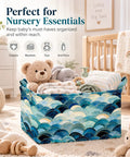 Heavy Duty Collapsible Polyester Storage Basket And Foldable Home Organization Bin For Living Room Bedroom Closets Nifty Space Saving Tote with stuffed animals and blankets
