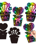 Flower Scratch Card Craft Kit For Kids Featuring 60 Cards In Two Styles With 20 Wooden Styluses And Pink Ribbon Ideal For Mother's Day Teacher Appreciation Gift Classroom Or Home Fun