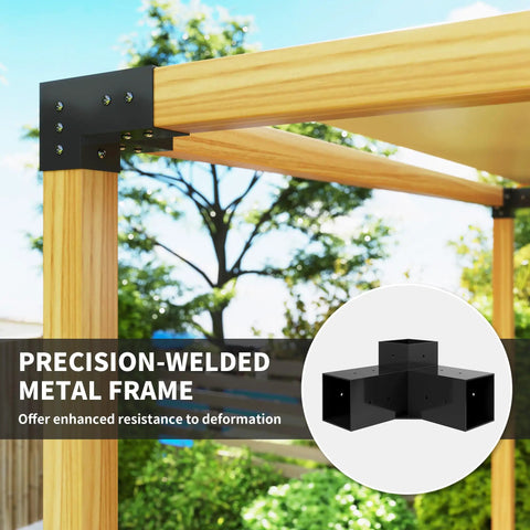 DIY Pergola Bracket Kit For 4x4 Posts Heavy Duty 3 Way Corner Brackets And Post Base Brackets Powder Coated Metal Includes 8 Brackets And Screws For Easy Patio Garden Pergola Setup