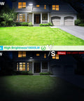 Comparison of Hardcore Hella Bright 180W LED Outdoor Flood Light 18000 Lumens vs 75W dim light at night.