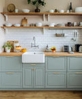 Modern kitchen with Brushed Brass Cabinet Handles 10 Pack 3 Inch Hole Centers Zinc Gold Drawer Pulls on grey cupboards