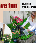 Durable Cast Iron Pitcher Pump Manual Hand Crank Suction Water Transfer Pump For Outdoor Garden Pond Backyards 25 Foot Lift Easy Install Antique Style Well Pump Black installed in garden