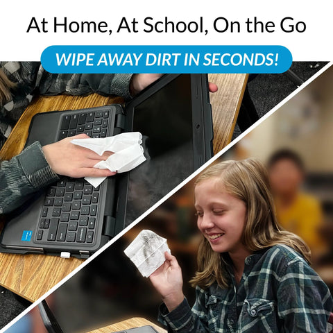 iCloth Large Screen Cleaning Wipes for Electronics, 100 wipes; lint-free, streak-free, used on laptop screen.