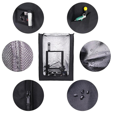 Heavy Duty 3D Printer Enclosure Cover That Keeps Your Workshop Chill And Safe With Straight Up Fireproof Dustproof Shield with pockets and zippers.