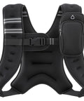 Hardcore Weighted Vest Packed With Fine Iron Sand Featuring Bright Reflective Stripes Built Tough For The Daily Workout Grind Strength Lifting Cardio Pounding And Muscle Gain Versatile Fitness Kit Black One Size front view with adjustable straps and side pocket.