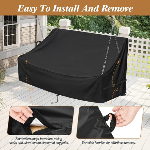 Waterproof Porch Swing Cover for Outdoor Patio Swings Garden Hammock Gliders and Benches Size 62 by 26 by 15-21 Inches