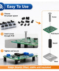 Step-by-step image guide for using the Three Hundred Piece Abs Round Spacers Kit For PCB Boards Electronics Standoff Hardware.
