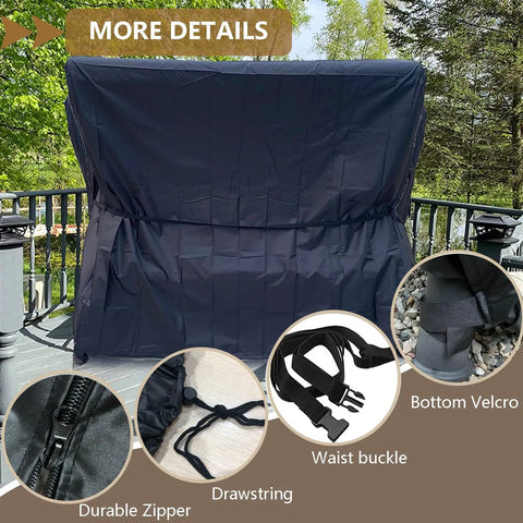 3 Seater Outdoor Swing Cover For Porch Swing And Hammock Chair, Waterproof All Weather Patio Furniture Protector with details