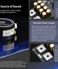 Poster highlighting features of USB Digital Interface for HiFi Audio Setups with illustrated components and text sections.